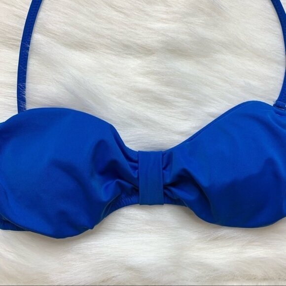 Pink Victoria's Secret Halter Bikini Top Bandeau Swimwear Beach Blue XS - Picture 8 of 13